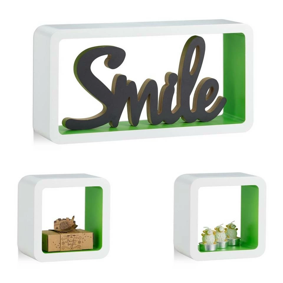 relaxdays Hängeregal »Schwebende Cube Regale 3er Set«, Braun Weiß, Weiß Lila, Schwarz 15 relaxdays Hängeregal »Schwebende Cube Regale 3er Set«, Braun Weiß, Weiß Lila, Schwarz – Bild 15