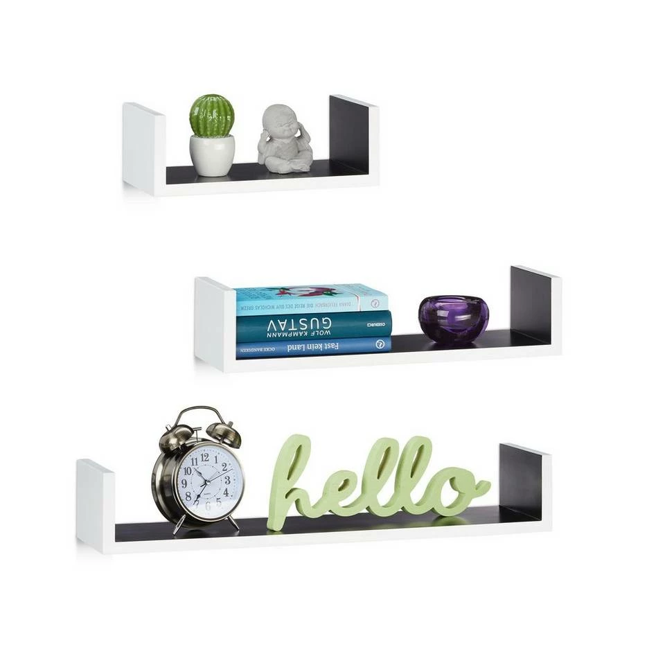 relaxdays Wandregal »Wandregal 3er Set U-Form«, Weiß-Grün Weiß Hellblau, Weiß, Schwarz, Braun 11 relaxdays Wandregal »Wandregal 3er Set U-Form«, Weiß-Grün Weiß Hellblau, Weiß, Schwarz, Braun – Bild 11