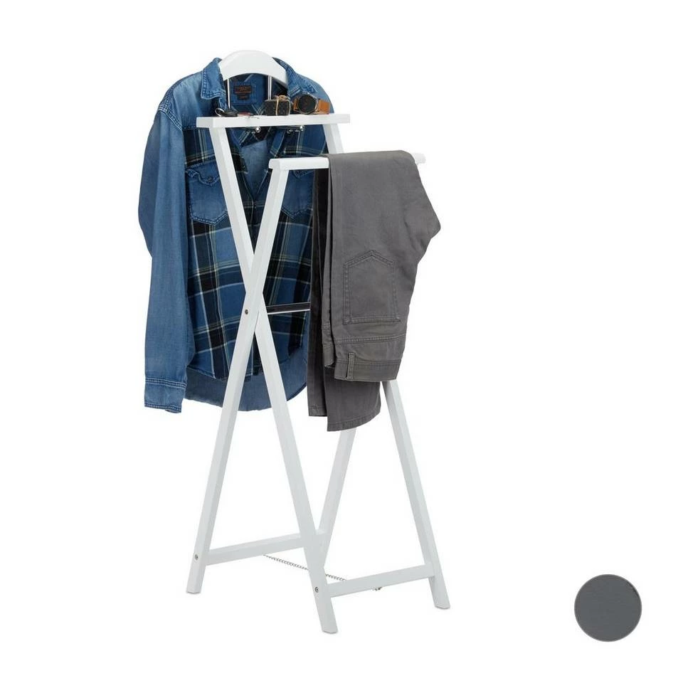 relaxdays Herrendiener »Herrendiener Holz zum Klappen«, Weiß Anthrazit Silber, Weiß Silber 1 relaxdays Herrendiener »Herrendiener Holz zum Klappen«, Weiß Anthrazit Silber, Weiß Silber