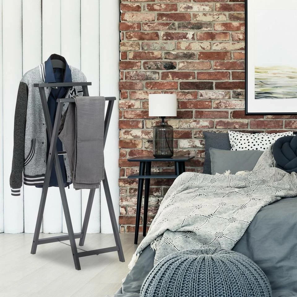 relaxdays Herrendiener »Herrendiener Holz zum Klappen«, Weiß Anthrazit Silber, Weiß Silber 3 relaxdays Herrendiener »Herrendiener Holz zum Klappen«, Weiß Anthrazit Silber, Weiß Silber – Bild 3