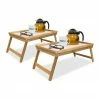 relaxdays Tabletttisch »2 x Bett Tablett Weiß-Bambus«