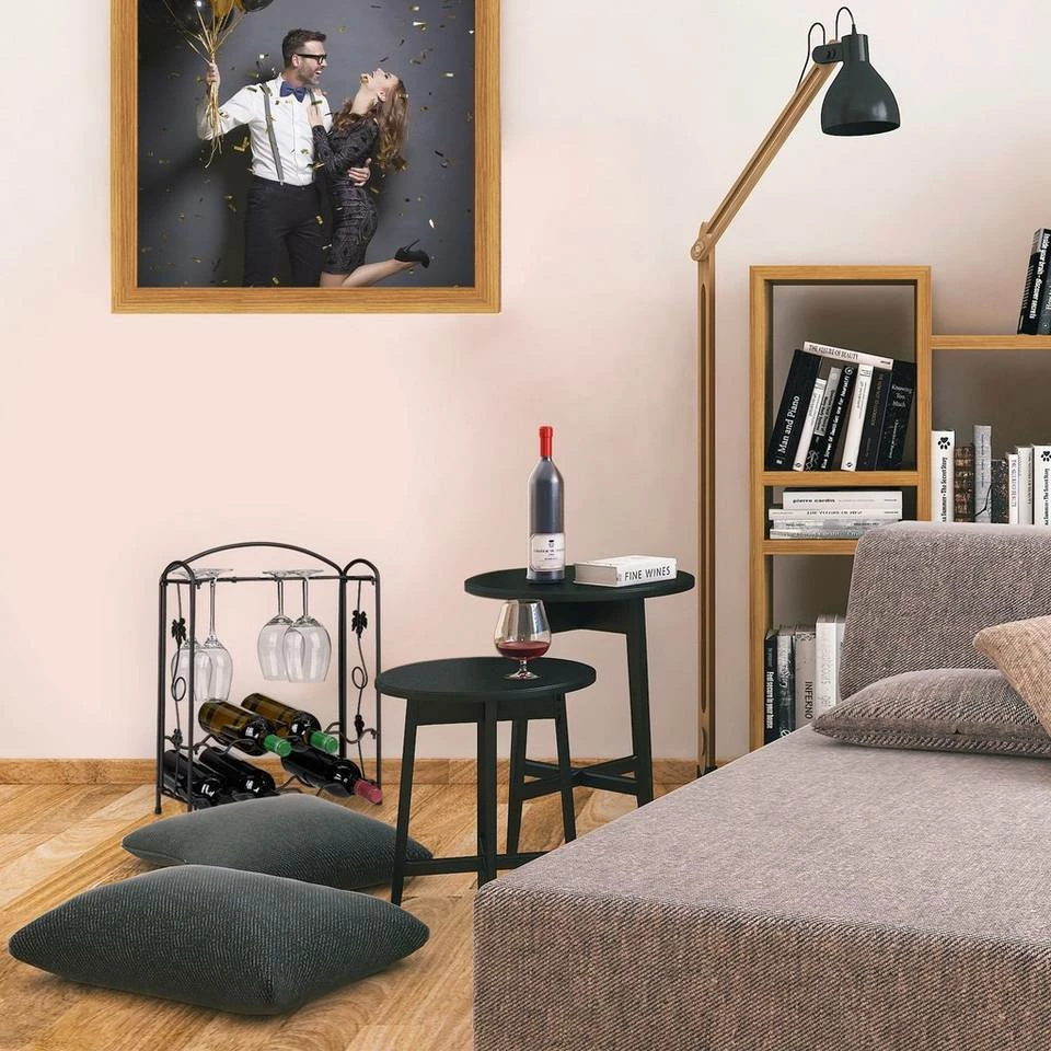 relaxdays Weinregal »Schwarzes Weinregal mit Glashalter« 2 relaxdays Weinregal »Schwarzes Weinregal mit Glashalter« – Bild 2