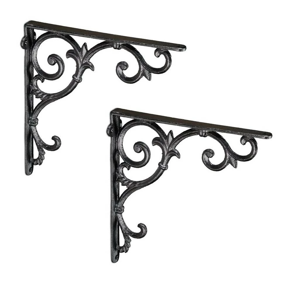 relaxdays Wandregalhalter »2er Set Regalwinkel antik«, Weiß Weiß, Braun, Schwarz Gold, Schwarz 11 relaxdays Wandregalhalter »2er Set Regalwinkel antik«, Weiß Weiß, Braun, Schwarz Gold, Schwarz – Bild 11