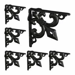 relaxdays Wandregalhalter »6 x Regalwinkel Gusseisen antik schwarz«