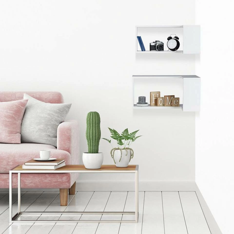 relaxdays Wandregal »Eck Wandregal 2er Set«, Weiß Weiß, Lila, Hellblau, Schwarz 2 relaxdays Wandregal »Eck Wandregal 2er Set«, Weiß Weiß, Lila, Hellblau, Schwarz – Bild 2