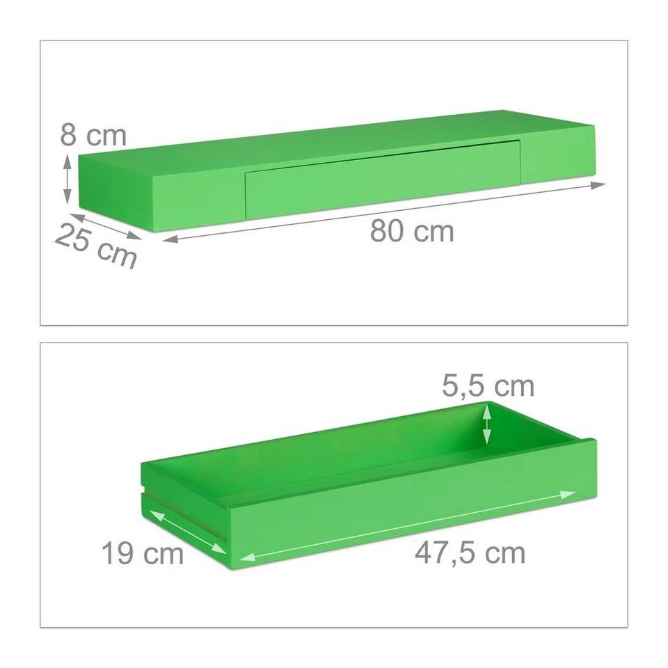 relaxdays Wandregal »Wandregal mit Schublade«, Grün Grün, Lila, Schwarz, Braun 3 relaxdays Wandregal »Wandregal mit Schublade«, Grün Grün, Lila, Schwarz, Braun – Bild 3
