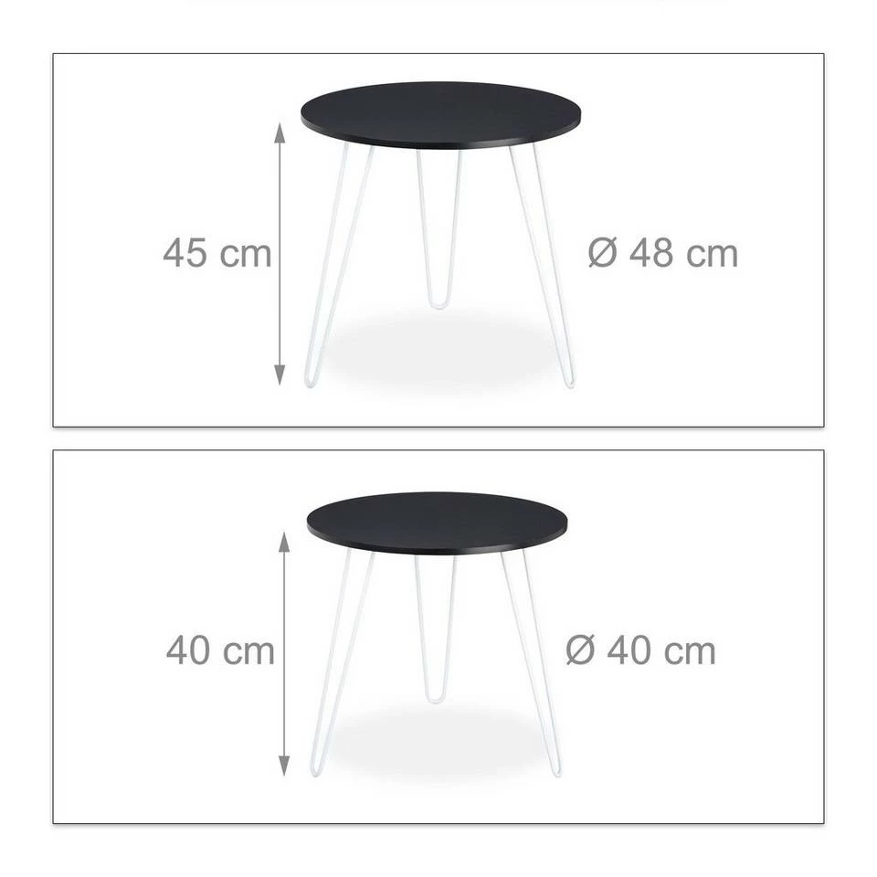 relaxdays Beistelltisch »2er Set Beistelltisch rund«, Schwarz Weiß Schwarz, Weiß 4 relaxdays Beistelltisch »2er Set Beistelltisch rund«, Schwarz Weiß Schwarz, Weiß – Bild 4