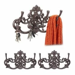 relaxdays Garderobenleiste »3 x Garderobenleiste Vintage braun«