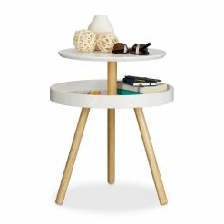 relaxdays Beistelltisch »Beistelltisch rund mit Ablage«, Schwarz Schwarz Hellbraun, Weiß Hellbraun -Deutschland Möbel Verkäufe 2024 9552e7f2 9e9c 5ed3 84aa 8cfbf22ebbfe