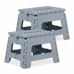 relaxdays Tritthocker »2 x Klapphocker faltbar M hellgrau«