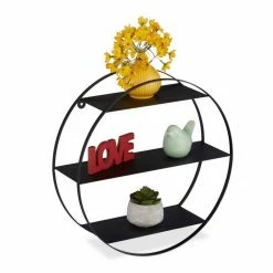 relaxdays Wandregal »Metall Wandregal rund«