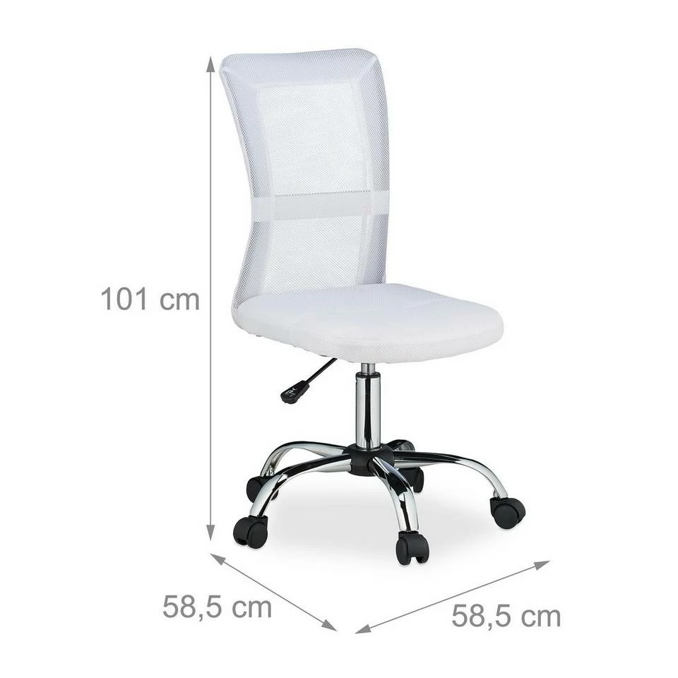 relaxdays Drehstuhl »Bürostuhl mit Netzrücken«, Weiß Grau Silber, Weiß Silber, Schwarz Silber 4 relaxdays Drehstuhl »Bürostuhl mit Netzrücken«, Weiß Grau Silber, Weiß Silber, Schwarz Silber – Bild 4