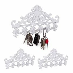 relaxdays Garderobenleiste »3 x Garderobenleiste Gusseisen weiß«