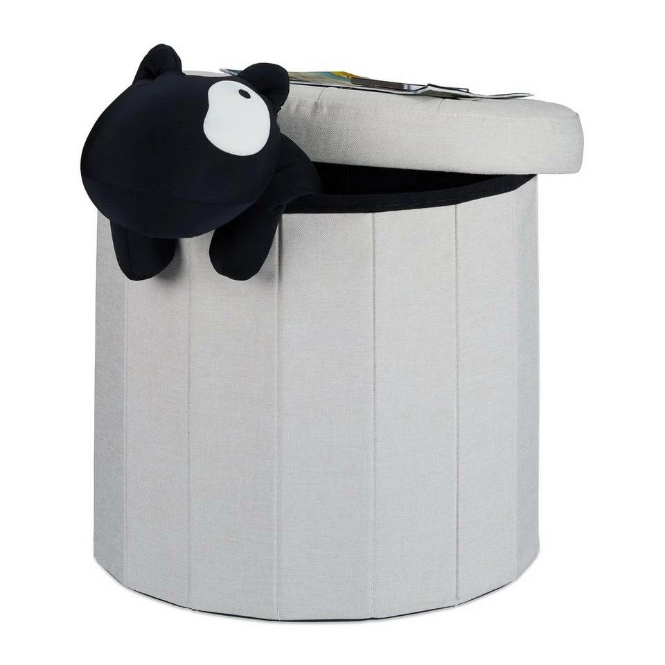 relaxdays Sitzhocker »Sitzhocker mit Stauraum Größe L rund«, Creme Anthrazit 1 relaxdays Sitzhocker »Sitzhocker mit Stauraum Größe L rund«, Creme Anthrazit