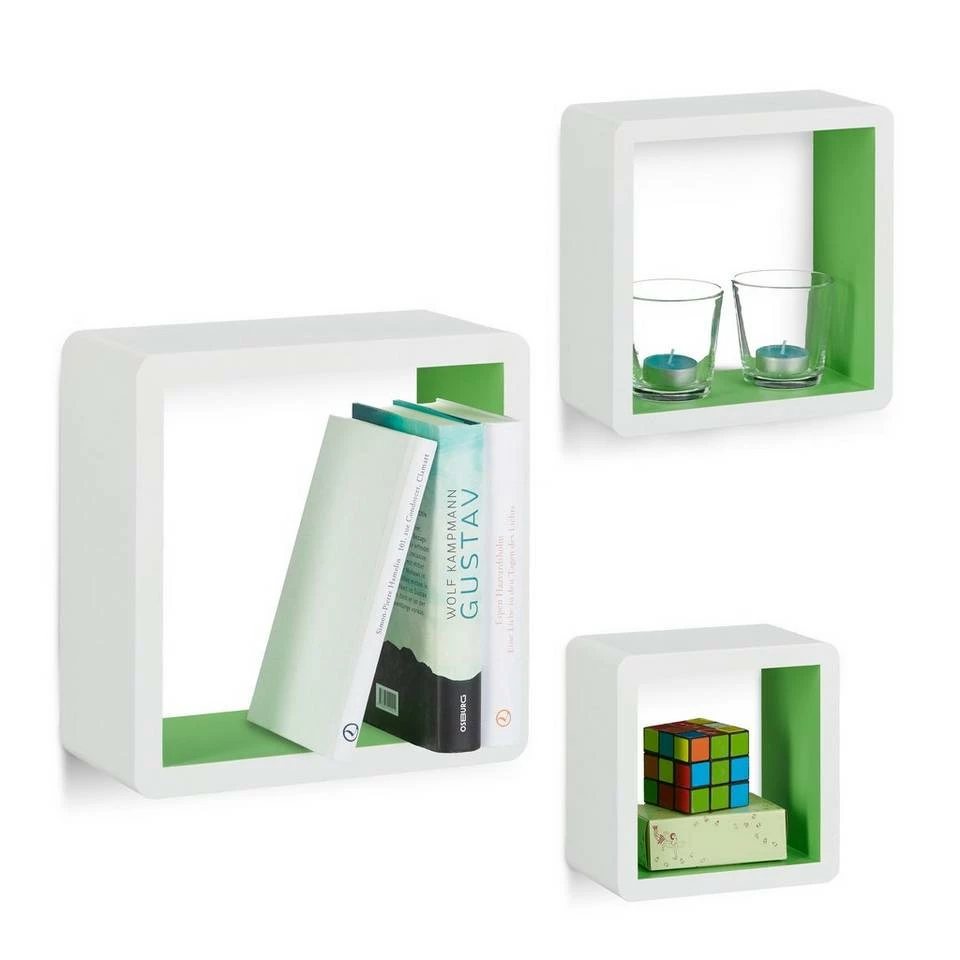 relaxdays Wandregal »Wandregal Cubes 3-teiliges Set«, Weiß-Violett Weiß Hellblau, Braun, Weiß Lila, Weiß Grün 15 relaxdays Wandregal »Wandregal Cubes 3-teiliges Set«, Weiß-Violett Weiß Hellblau, Braun, Weiß Lila, Weiß Grün – Bild 15