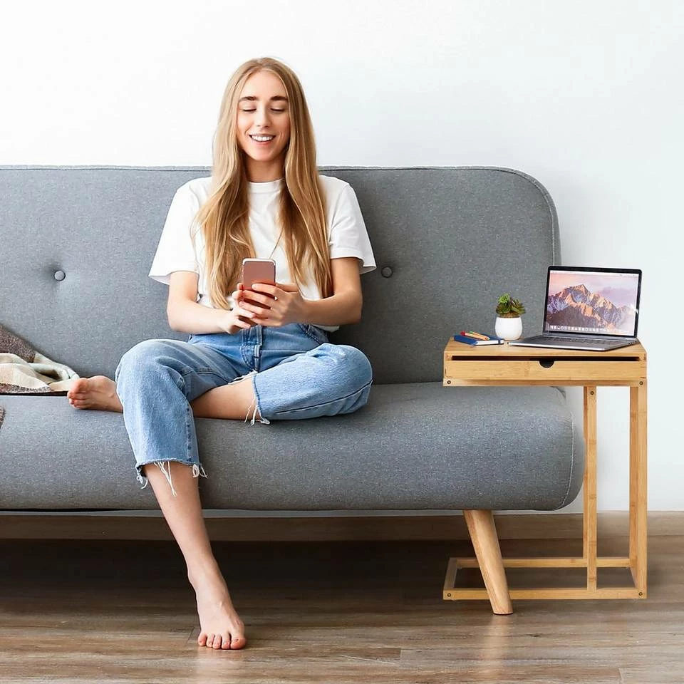 relaxdays Beistelltisch »Beistelltisch Bambus mit Schubfach« 2 relaxdays Beistelltisch »Beistelltisch Bambus mit Schubfach« – Bild 2