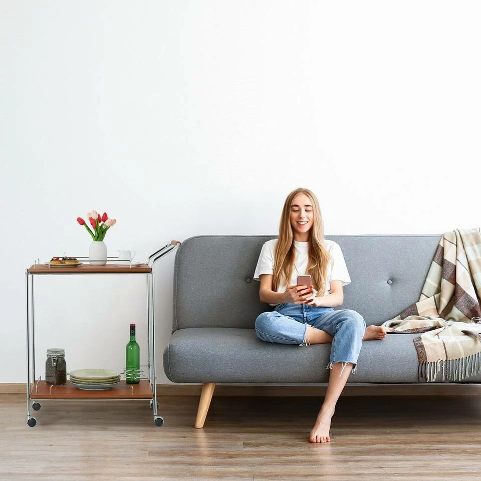 relaxdays Servierwagen »Servierwagen Holzoptik & Chrom« 3 relaxdays Servierwagen »Servierwagen Holzoptik & Chrom« – Bild 3