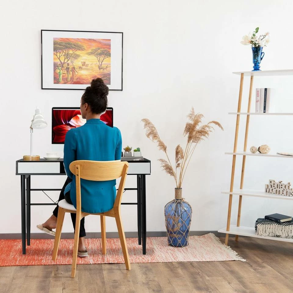 relaxdays Schreibtisch »Schreibtisch Glas«, Schwarz / Schwarz Braun Schwarz, Weiß 2 relaxdays Schreibtisch »Schreibtisch Glas«, Schwarz / Schwarz Braun Schwarz, Weiß – Bild 2