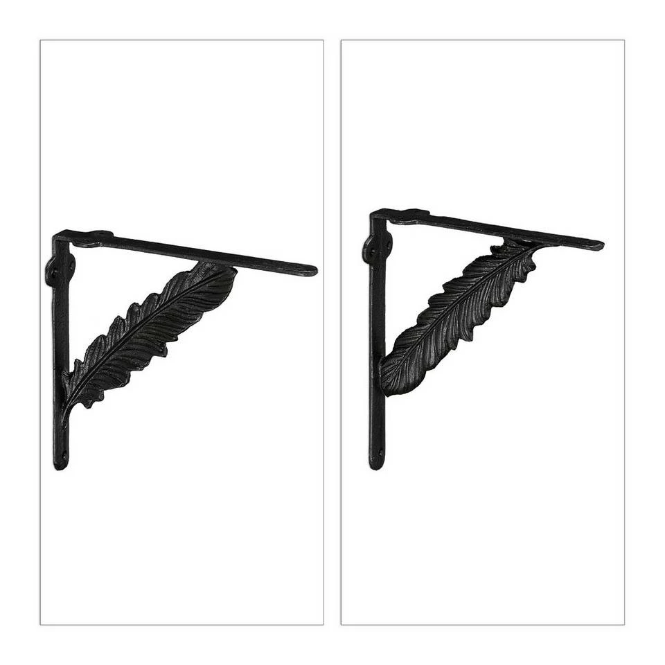 relaxdays Wandregalhalter »8 x Regalwinkel Gusseisen Feder schwarz« 6 relaxdays Wandregalhalter »8 x Regalwinkel Gusseisen Feder schwarz« – Bild 6