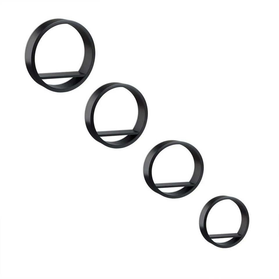 relaxdays Wandregal »Wandregal rund im 4er Set«, Schwarz Weiß, Rot 7 relaxdays Wandregal »Wandregal rund im 4er Set«, Schwarz Weiß, Rot – Bild 7