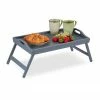 relaxdays Tabletttisch »Bambus Betttablett grau«