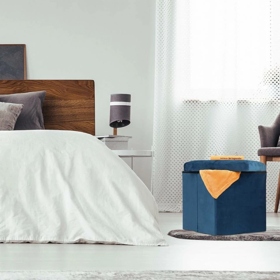 relaxdays Stauraumhocker »Sitzhocker mit Stauraum«, Blau, faltbar Grau, Creme, Anthrazit 5 relaxdays Stauraumhocker »Sitzhocker mit Stauraum«, Blau, faltbar Grau, Creme, Anthrazit – Bild 5