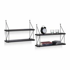 relaxdays Wandregal »2 x Hängeregal für die Wand schwarz«