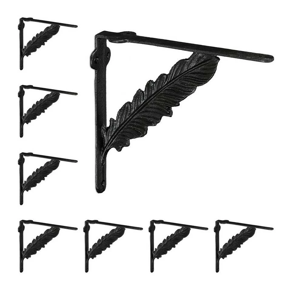relaxdays Wandregalhalter »8 x Regalwinkel Gusseisen Feder schwarz« 1 relaxdays Wandregalhalter »8 x Regalwinkel Gusseisen Feder schwarz«