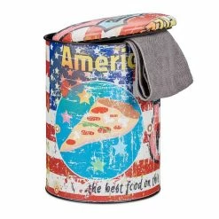 relaxdays Sitzhocker »Runde Sitztonne Vintage mit Motiv«, D Lila Orange Weiß, Rot Blau Weiß, Weiß Rot Schwarz, Orange Lila Blau