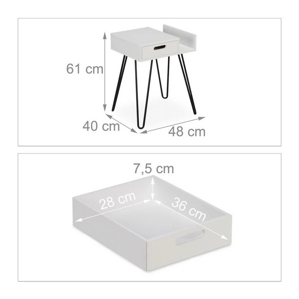 relaxdays Nachttisch »Weißer Nachttisch mit Schublade« 4 relaxdays Nachttisch »Weißer Nachttisch mit Schublade« – Bild 4