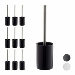 relaxdays Badezimmer-Set »10 x WC-Garnitur Keramik schwarz«