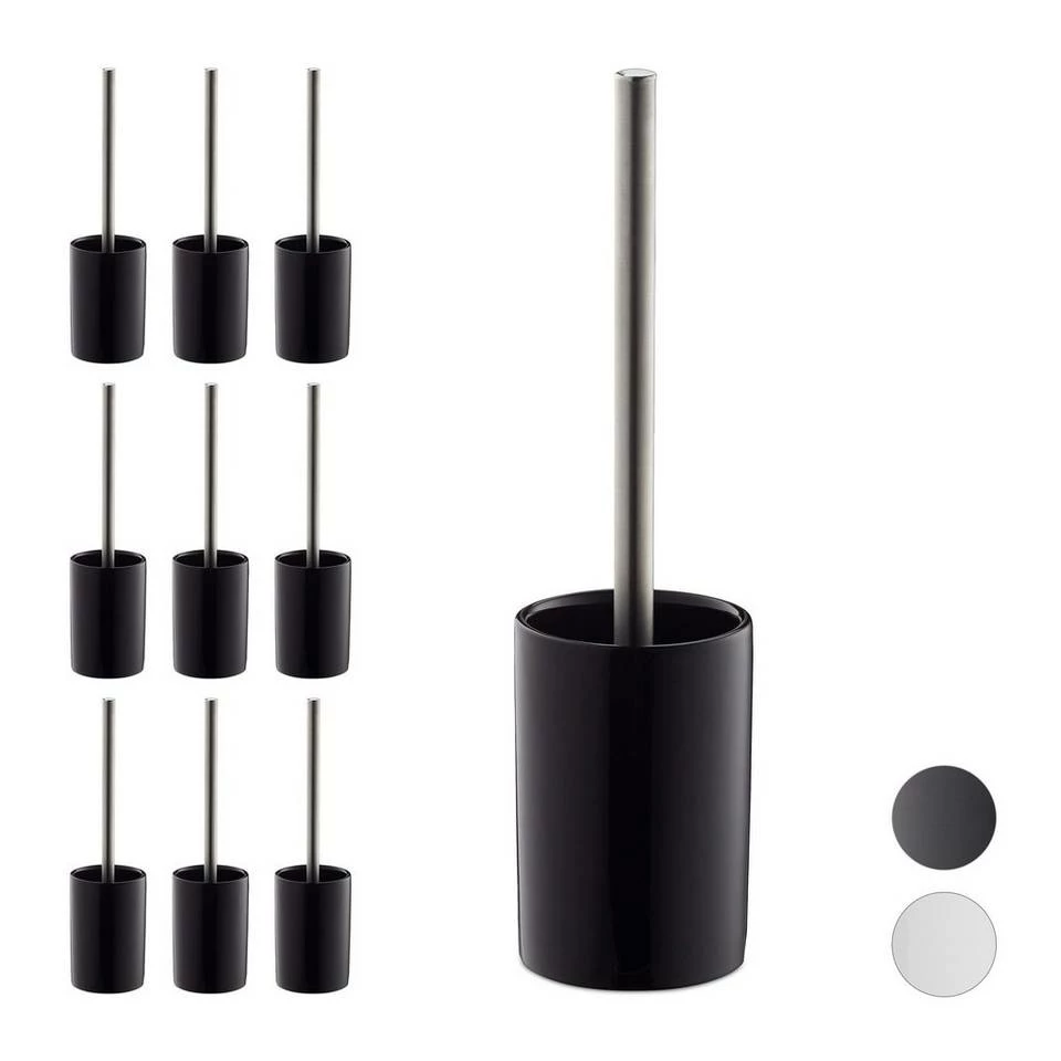 relaxdays Badezimmer-Set »10 x WC-Garnitur Keramik schwarz« 1 relaxdays Badezimmer-Set »10 x WC-Garnitur Keramik schwarz«