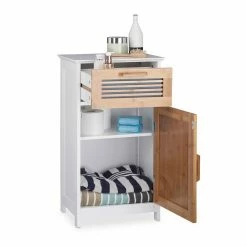 relaxdays Badregal »Badschrank schmal mit Schublade«