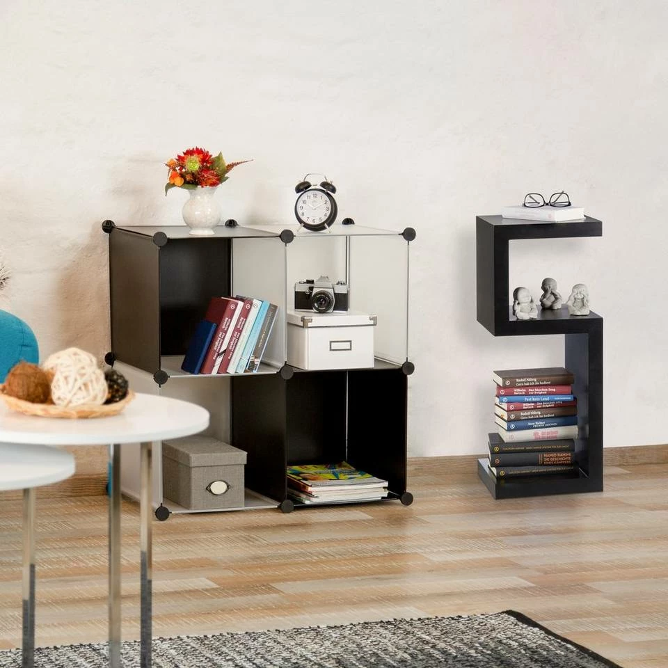 relaxdays Standregal »Standregal Retro in bunten Farben«, Weiß Weiß, Braun, Lila, Schwarz 3 relaxdays Standregal »Standregal Retro in bunten Farben«, Weiß Weiß, Braun, Lila, Schwarz – Bild 3