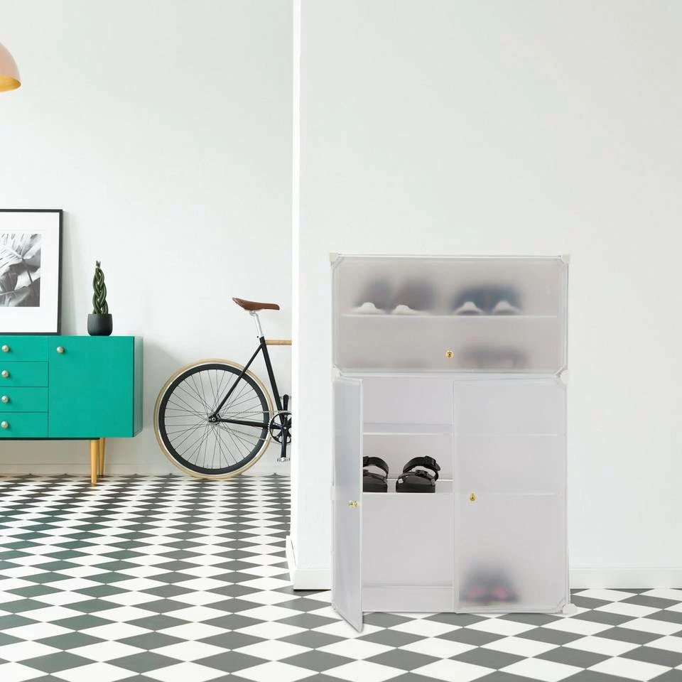 relaxdays Schuhschrank »Schuhschrank Kunststoff« Weiß Schwarz Transparent Gold, Weiß Transparent Gold 2 relaxdays Schuhschrank »Schuhschrank Kunststoff« Weiß Schwarz Transparent Gold, Weiß Transparent Gold – Bild 2