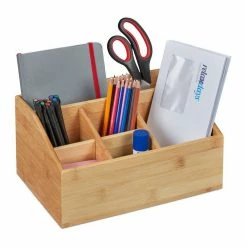 relaxdays Schreibtischaufsatz »Schreibtisch Organizer Bambus«