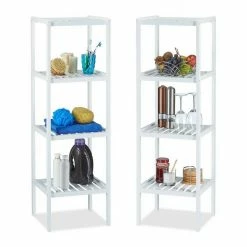 relaxdays Badregal »2 x Bambus Badregal mit 4 Ablageflächen«