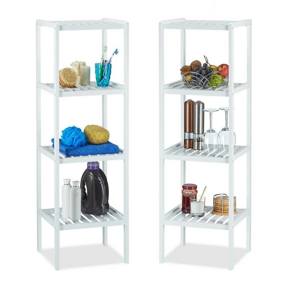 relaxdays Badregal »2 x Bambus Badregal mit 4 Ablageflächen« 1 relaxdays Badregal »2 x Bambus Badregal mit 4 Ablageflächen«