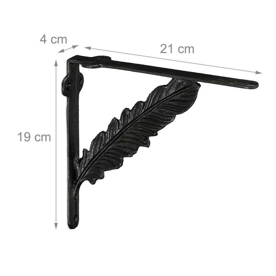 relaxdays Wandregalhalter »8 x Regalwinkel Gusseisen Feder schwarz« 4 relaxdays Wandregalhalter »8 x Regalwinkel Gusseisen Feder schwarz« – Bild 4