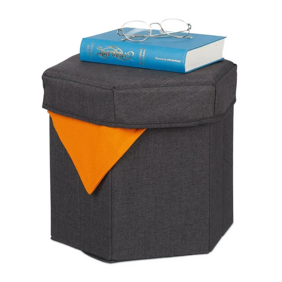 relaxdays Sitzhocker »Sitzhocker mit Stauraum«, Blau Anthrazit, Grau 11 relaxdays Sitzhocker »Sitzhocker mit Stauraum«, Blau Anthrazit, Grau – Bild 11