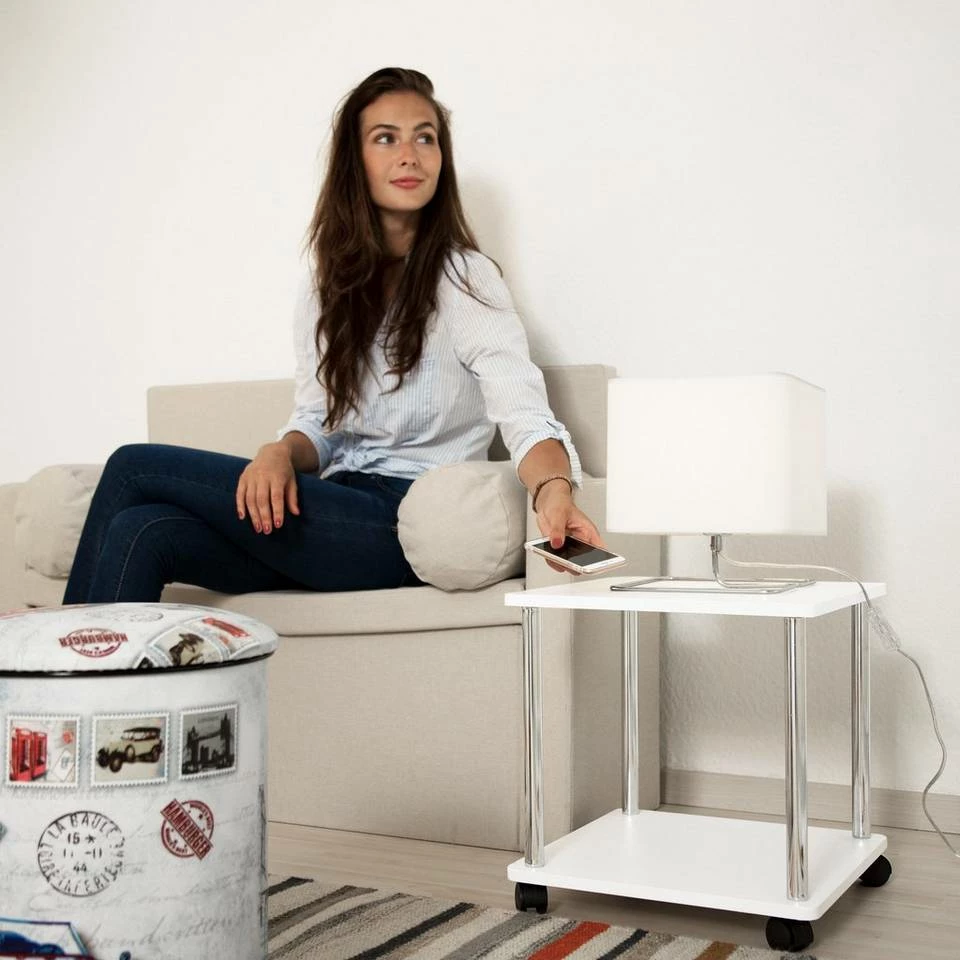 relaxdays Beistelltisch »Beistelltisch rollbar 2 Etagen«, quadratisch 2 relaxdays Beistelltisch »Beistelltisch rollbar 2 Etagen«, quadratisch – Bild 2