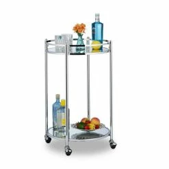 relaxdays Servierwagen »Servierwagen rund Silber«