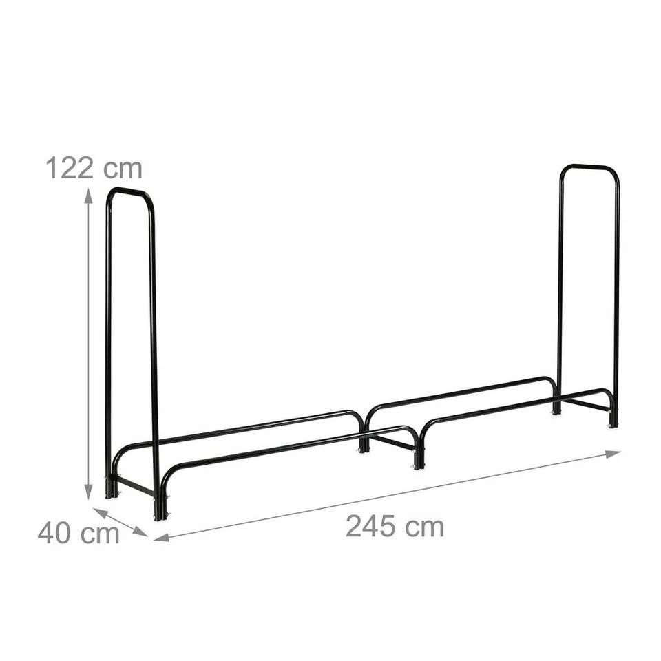 relaxdays Kaminholzregal »Kaminholzregal Metall«, BxTxH:40x245x122 cm, ohne Abdeckung Schwarz Grau, Schwarz 4 relaxdays Kaminholzregal »Kaminholzregal Metall«, BxTxH:40x245x122 cm, ohne Abdeckung Schwarz Grau, Schwarz – Bild 4