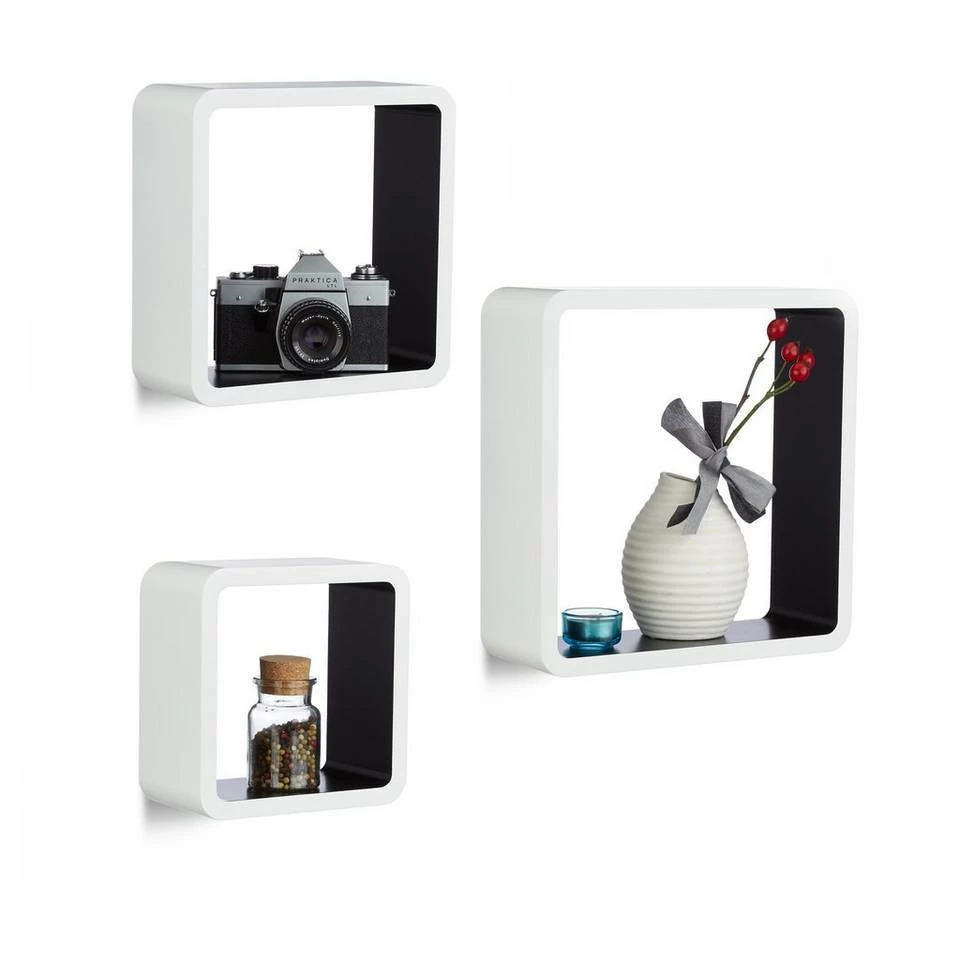 relaxdays Wandregal »Hängeregal Cube 3er Set«, Weiß-Violett Braun, Weiß Schwarz, Weiß Grün, Weiß 13 relaxdays Wandregal »Hängeregal Cube 3er Set«, Weiß-Violett Braun, Weiß Schwarz, Weiß Grün, Weiß – Bild 13