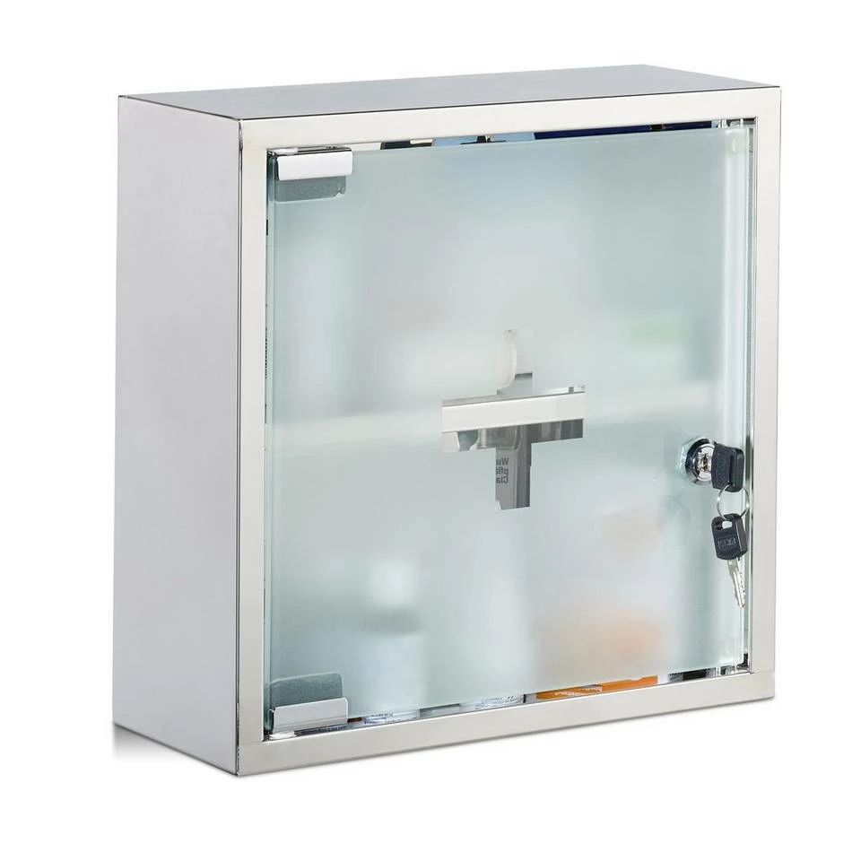 relaxdays Medizinschrank »Medizinschrank Edelstahl quadratisch« 1 relaxdays Medizinschrank »Medizinschrank Edelstahl quadratisch«