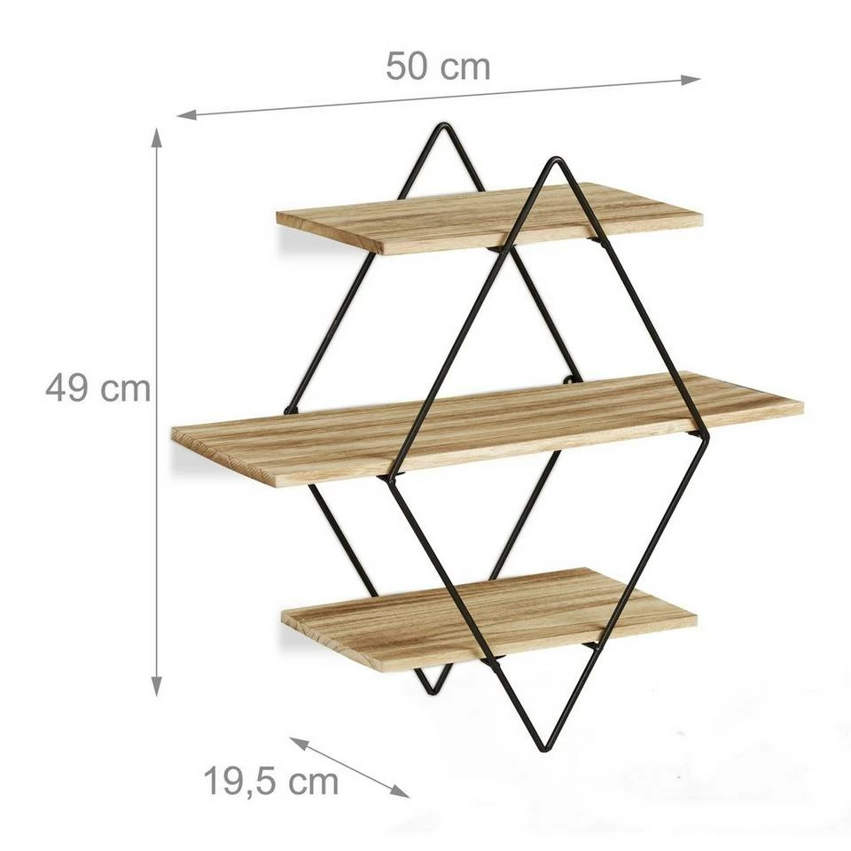 relaxdays Wandregal »Wandregal aus Holz mit 3 Ebenen« 4 relaxdays Wandregal »Wandregal aus Holz mit 3 Ebenen« – Bild 4