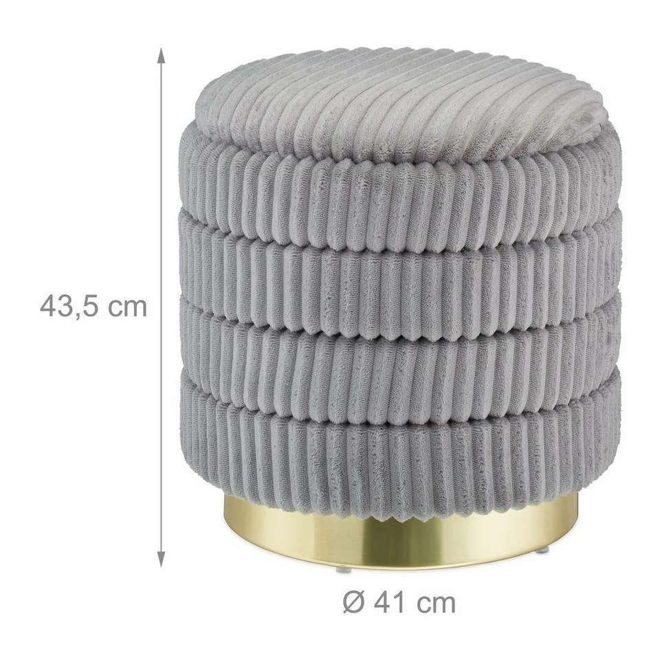 relaxdays Polsterhocker »Grauer Samthocker mit Stauraum« 4 relaxdays Polsterhocker »Grauer Samthocker mit Stauraum« – Bild 4