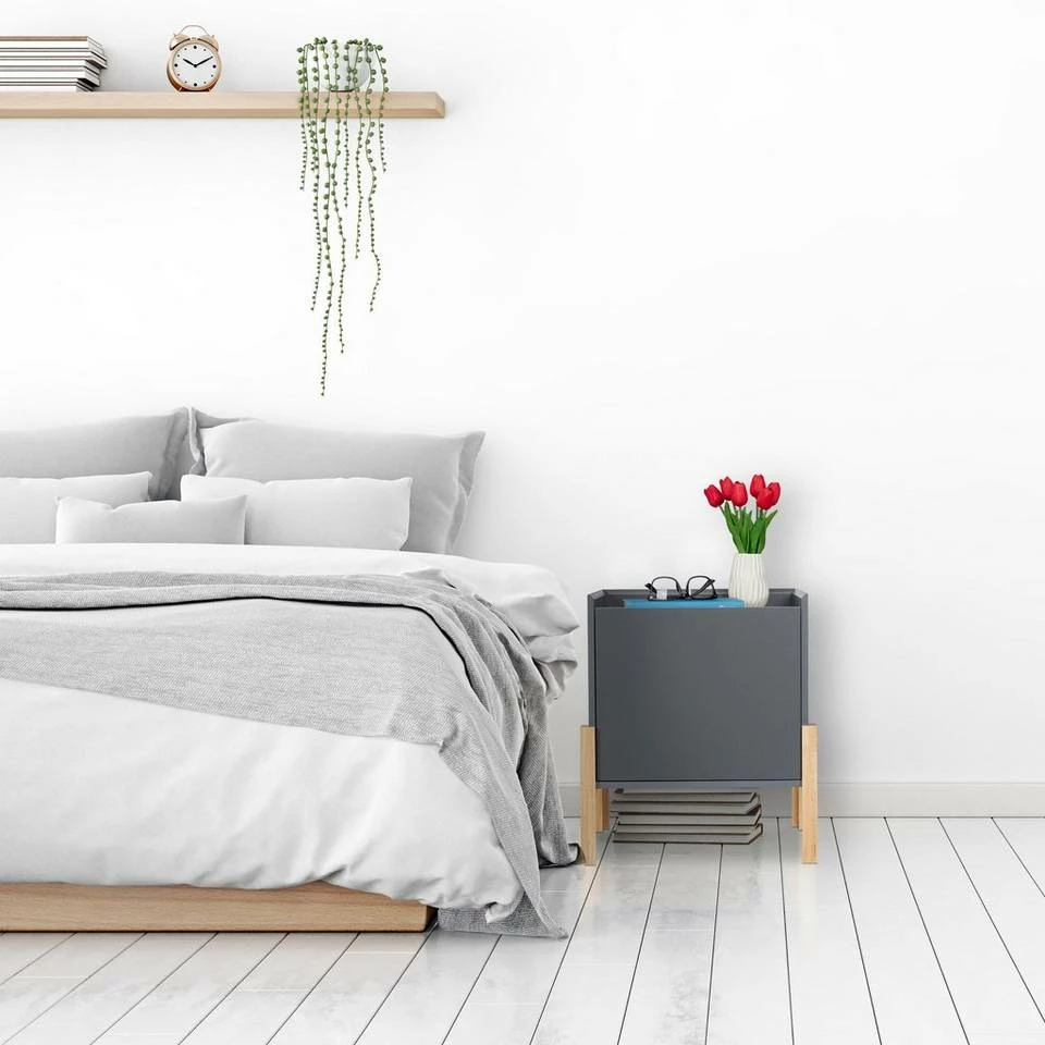 relaxdays Nachttisch »Dunkelgrauer Nachttisch mit Holzbeinen« 2 relaxdays Nachttisch »Dunkelgrauer Nachttisch mit Holzbeinen« – Bild 2