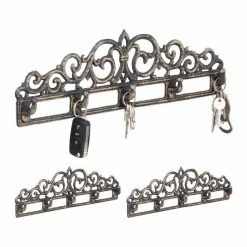 relaxdays Garderobenleiste »3 x Garderobenleiste Gusseisen bronze«