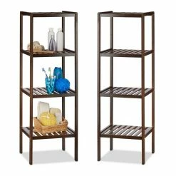 relaxdays Badregal »2 x Bambus Badregal mit 4 Ablageflächen«